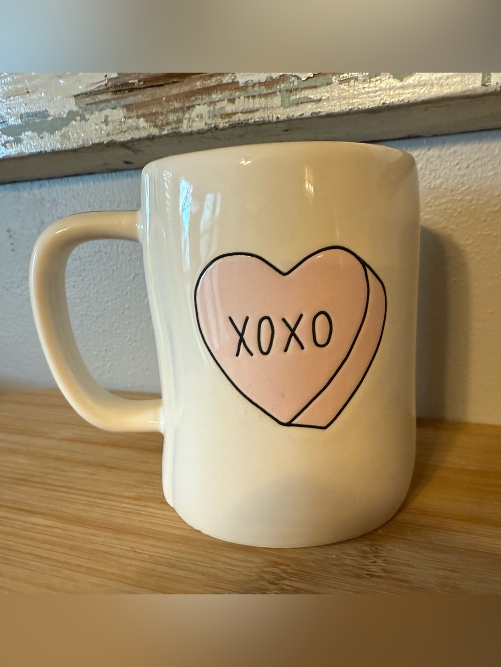 💕New Rae Dunn Double Sided Candy Hearts Mug XOXO Pink Valentine’s Day 💕 Cup